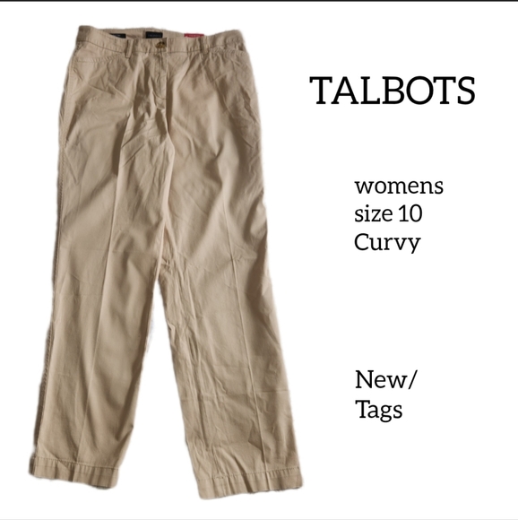TALBOTS WOMENS THE PERFECT CHINO KHAKI COLOR SIZE 10 CURVY NEW WITH TAGS - Picture 1 of 11